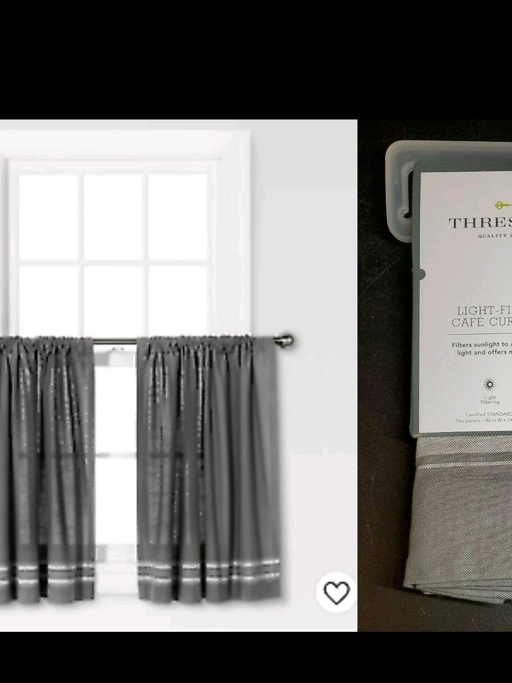 Threshold Gray Light-Filtering Cafe Curtains -